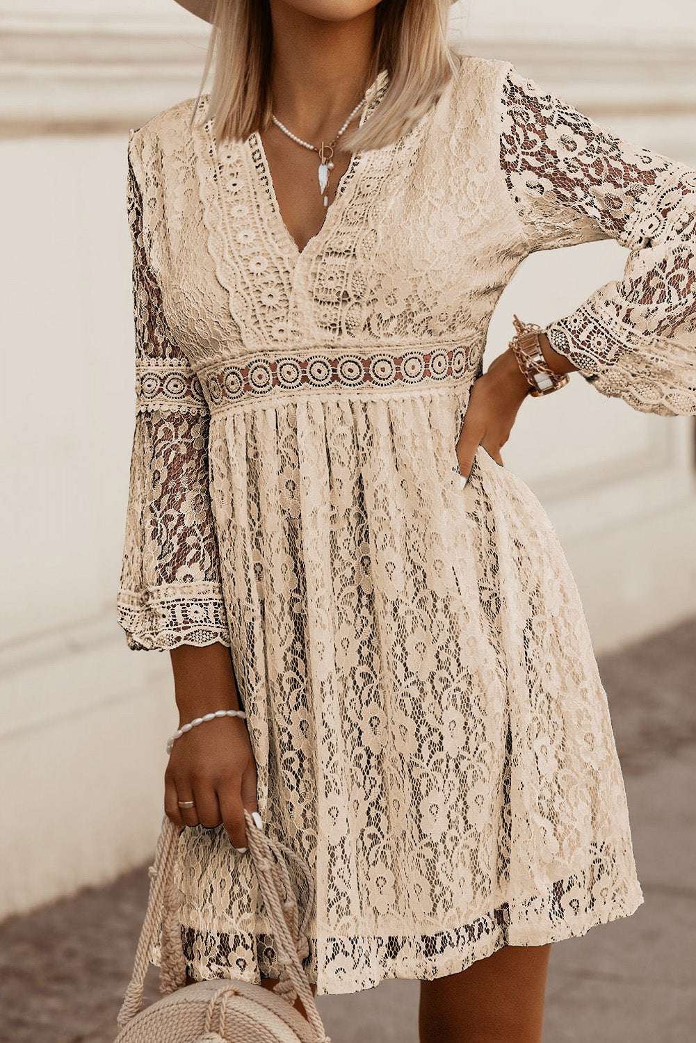 Lace V-Neck Boho Dress – IronFox Clothing