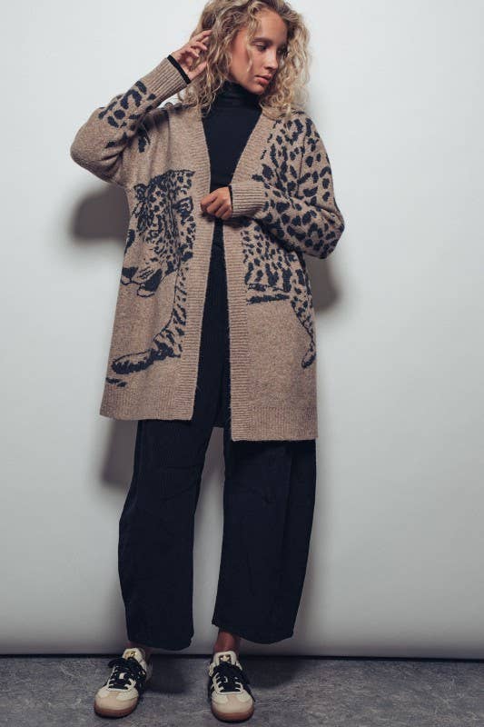 Leopard Long Knit Cardigan (S/M-L/XL)