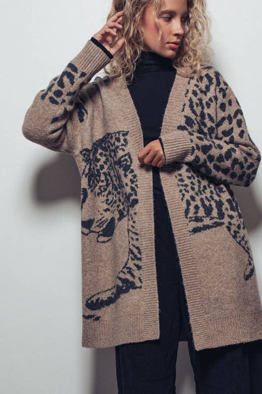 Leopard Long Knit Cardigan (S/M-L/XL)