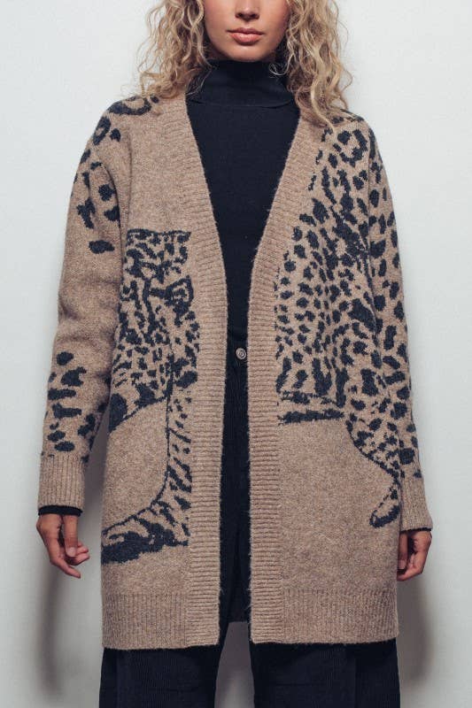 Leopard Long Knit Cardigan (S/M-L/XL)