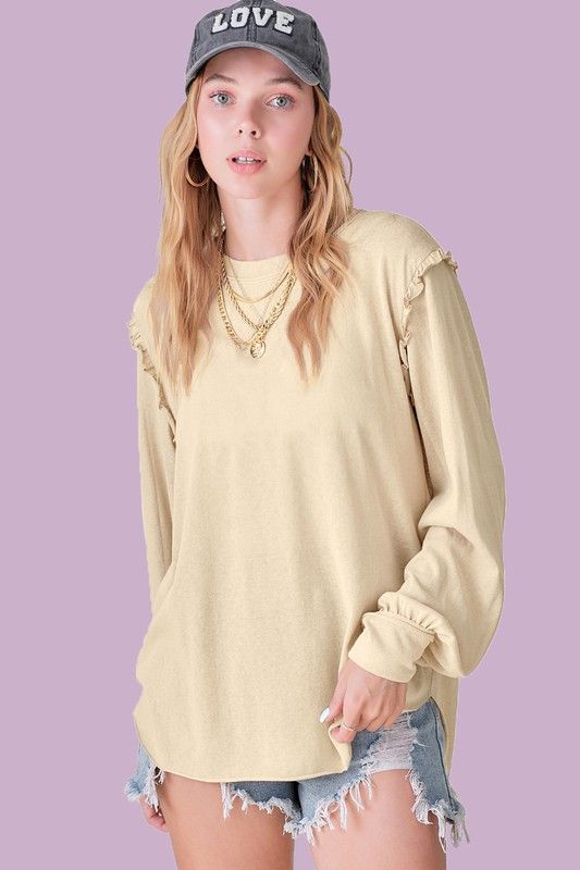 Cream Ruffle Top (S-M-L)