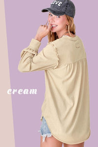 Cream Ruffle Top (S-M-L)