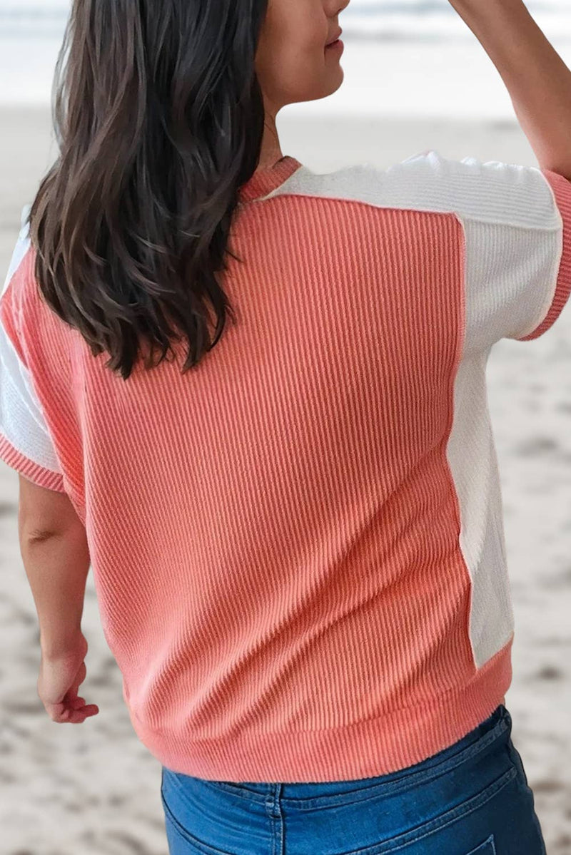 Rib Colorblock High Low T Shirt | Plus Size 1X-2X