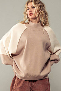 Mock Neck Raglan Sleeve Sweater (S-M-L)