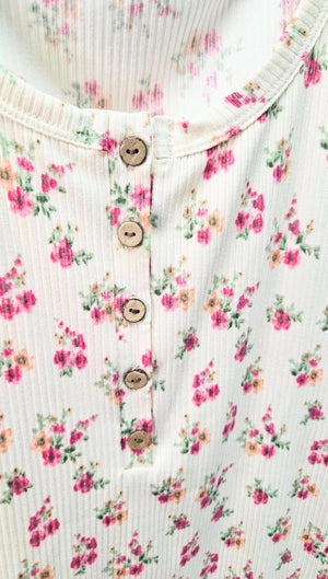 Floral printed 5 button henley (S-M-L)