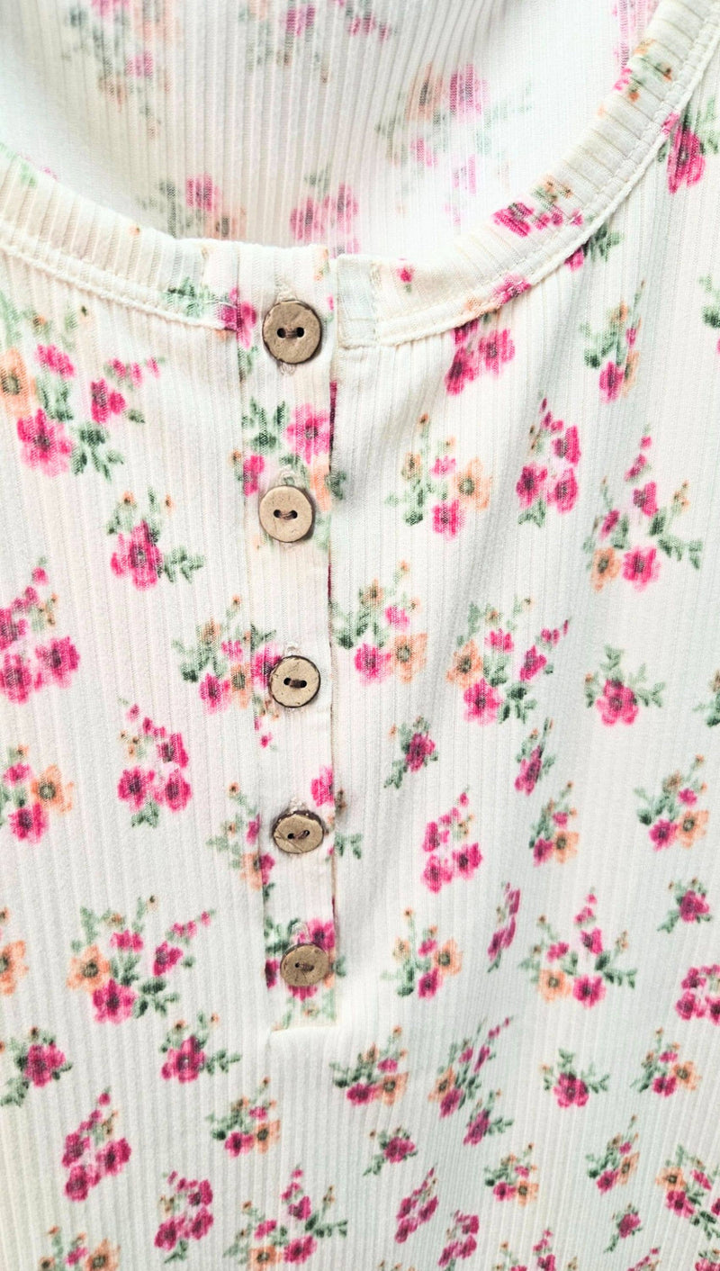 Floral printed 5 button henley (S-M-L)
