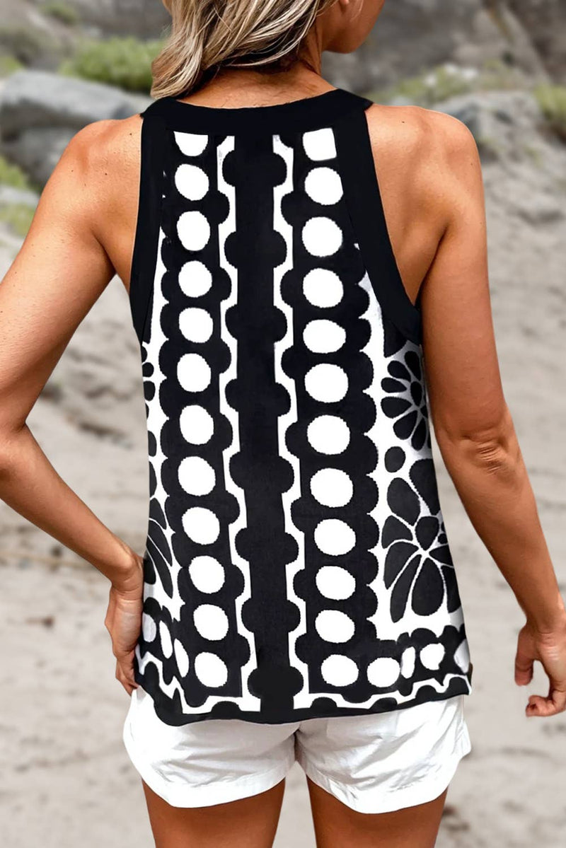 Geometric Print Round Neck Tank Top | S-XL