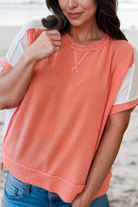 Rib Colorblock High Low T Shirt | Plus Size 1X-2X