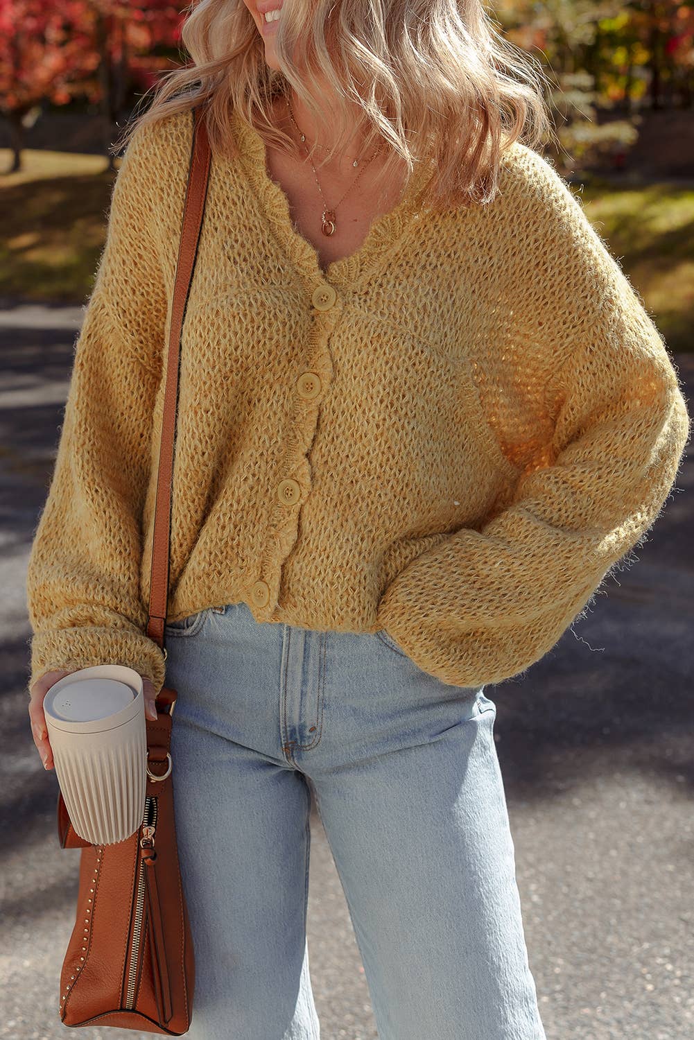 Mustard Buttoned Front Cardigan (S-XL)