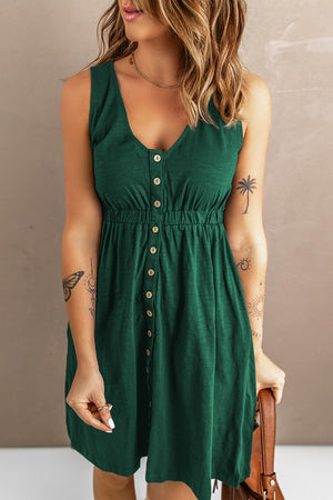 Sleeveless Button Down Mini Dress - IronFox Clothing