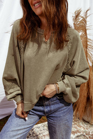 Lace Mineral Wash Sweatshirt (S-XL)