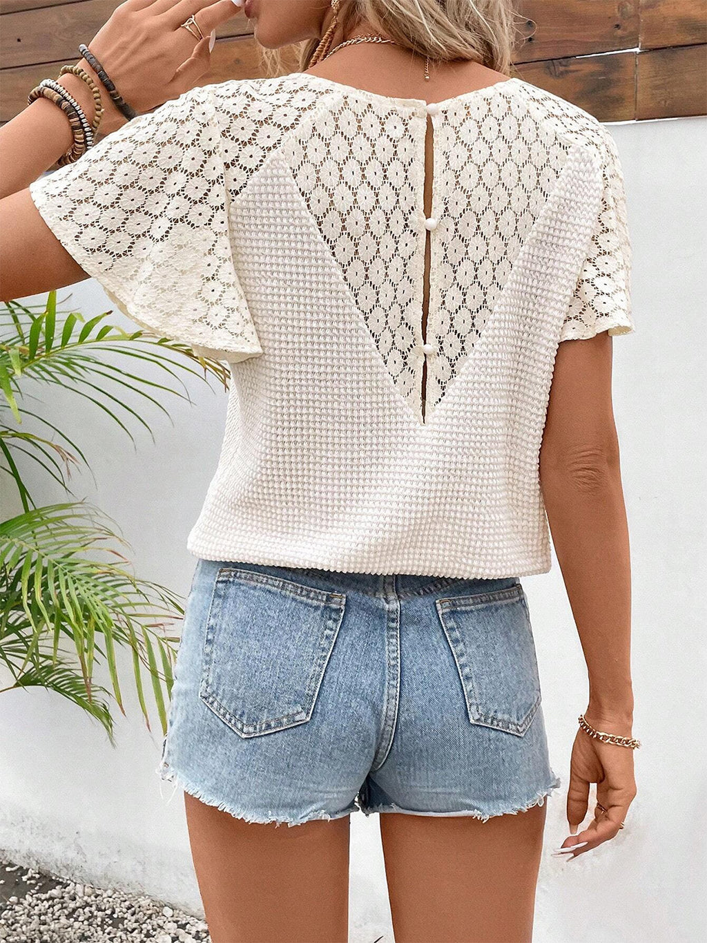 V-Neck Flutter Blouse (S-2X)