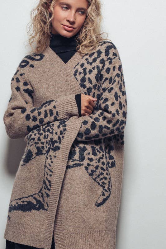 Leopard Long Knit Cardigan (S/M-L/XL)