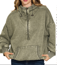 Zenana Washed Kangaroo Hoodie (S-M-L)