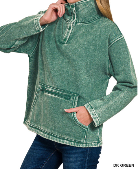 Fleece Zipper pocket pullover (S-M-L)