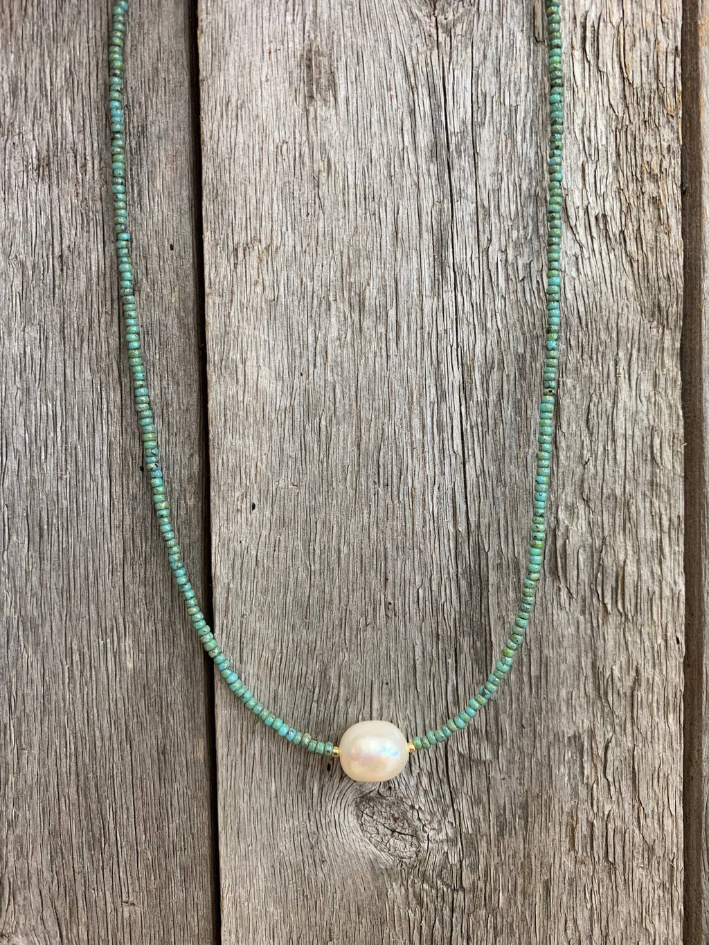 Turq Seeds w/Pearl Center Necklace