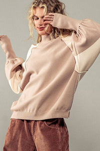 Mock Neck Raglan Sleeve Sweater (S-M-L)