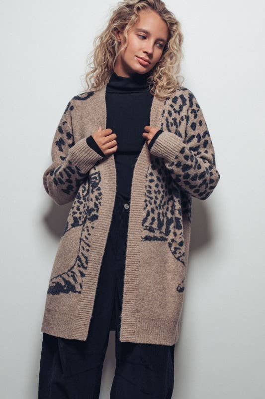 Leopard Long Knit Cardigan (S/M-L/XL)
