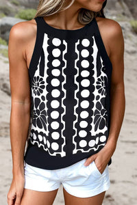 Geometric Print Round Neck Tank Top | S-XL