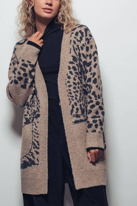 Leopard Long Knit Cardigan (S/M-L/XL)