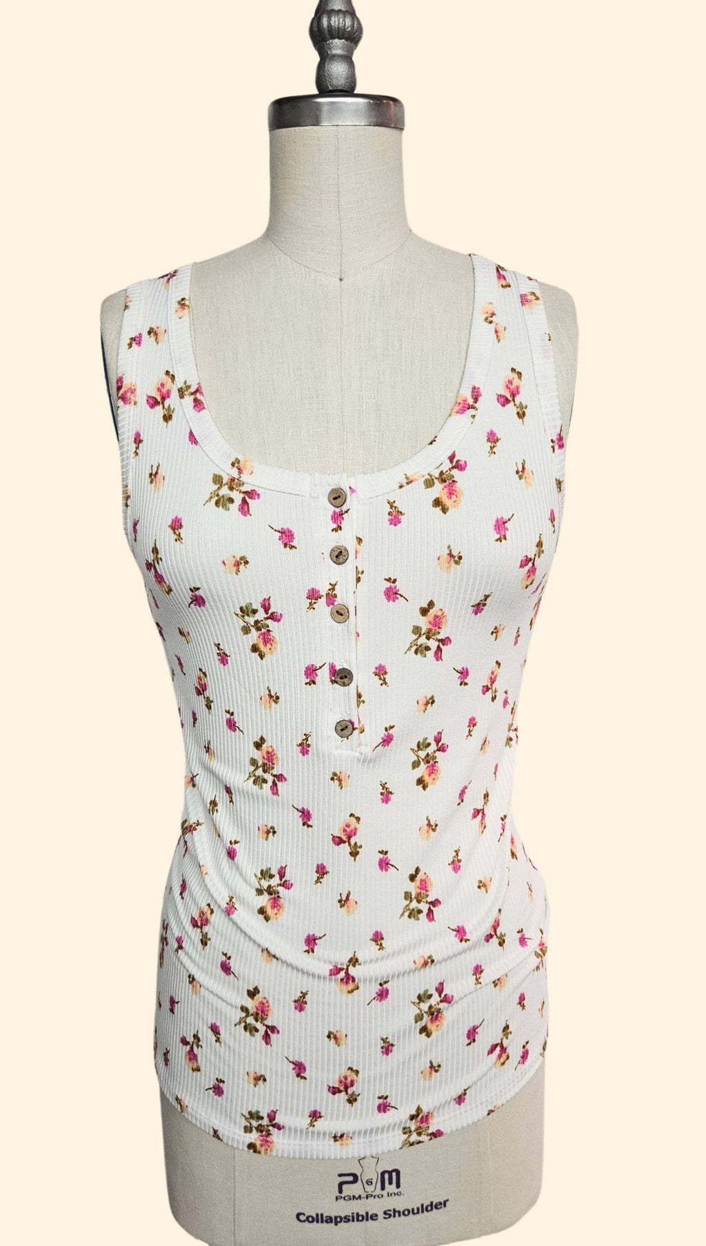 Floral printed 5 button henley (S-M-L)