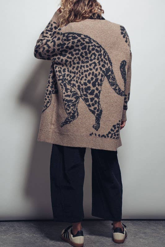 Leopard Long Knit Cardigan (S/M-L/XL)