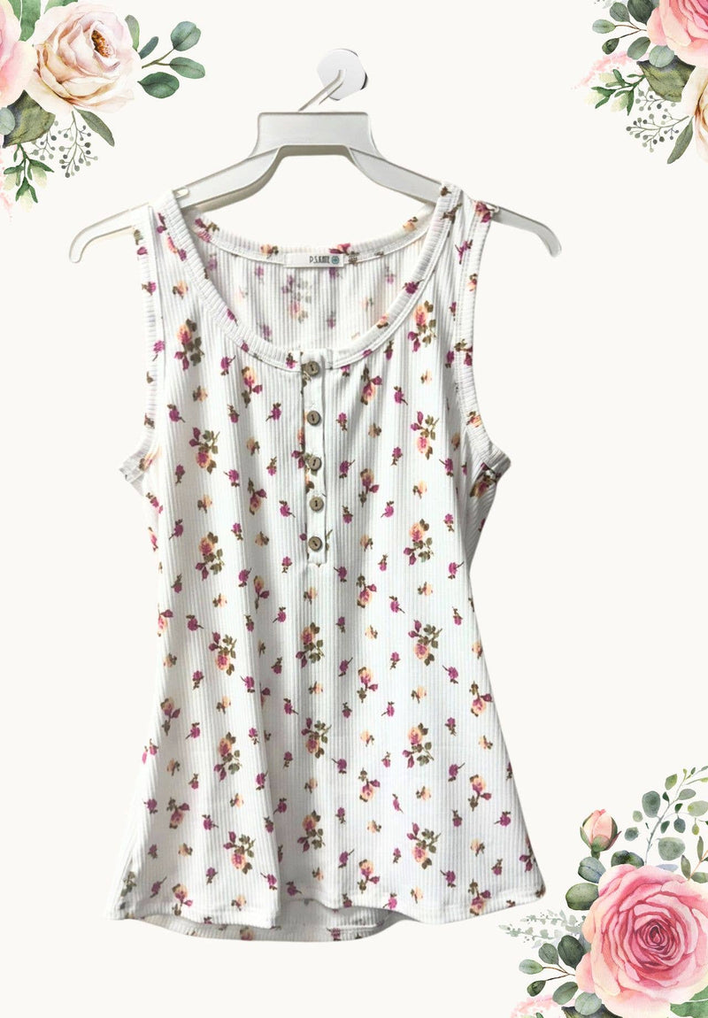 Floral printed 5 button henley (S-M-L)