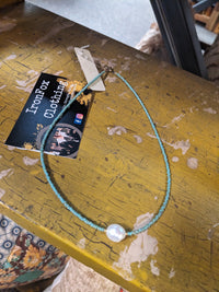 Turq Seeds w/Pearl Center Necklace