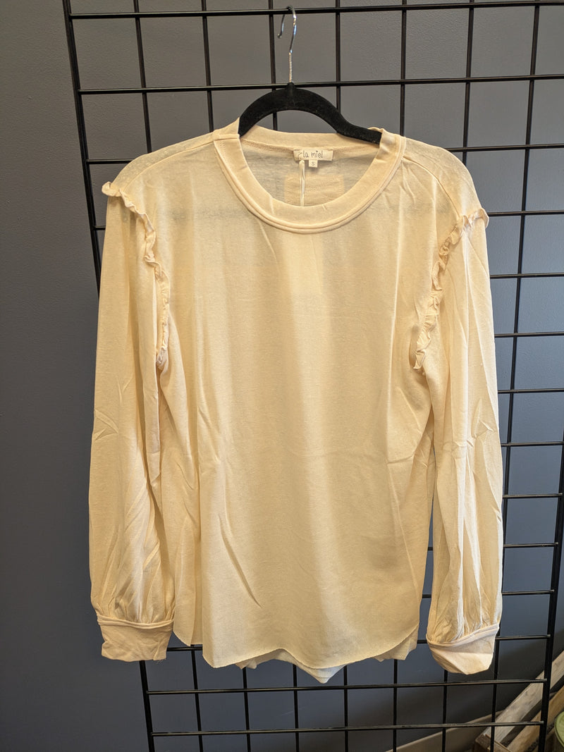 Cream Ruffle Top (S-M-L)