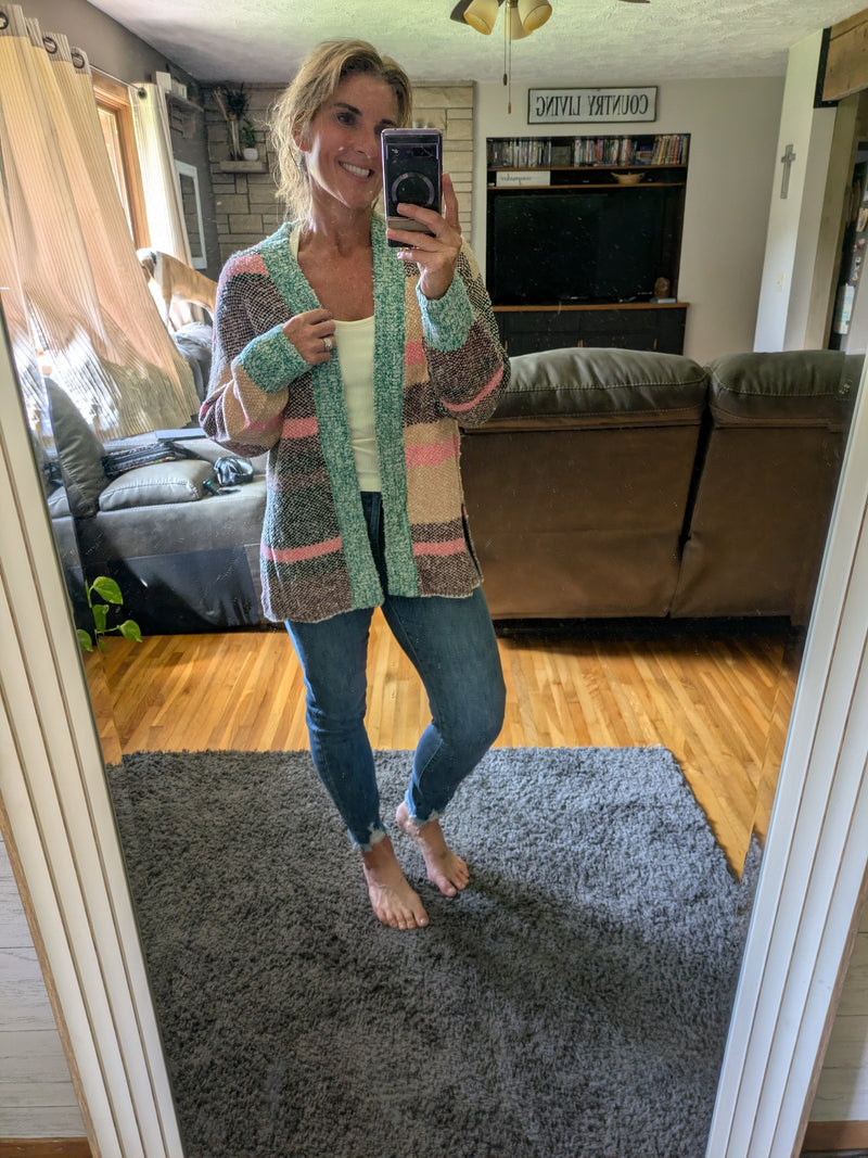 Color Striped Cardigan (S-XL)