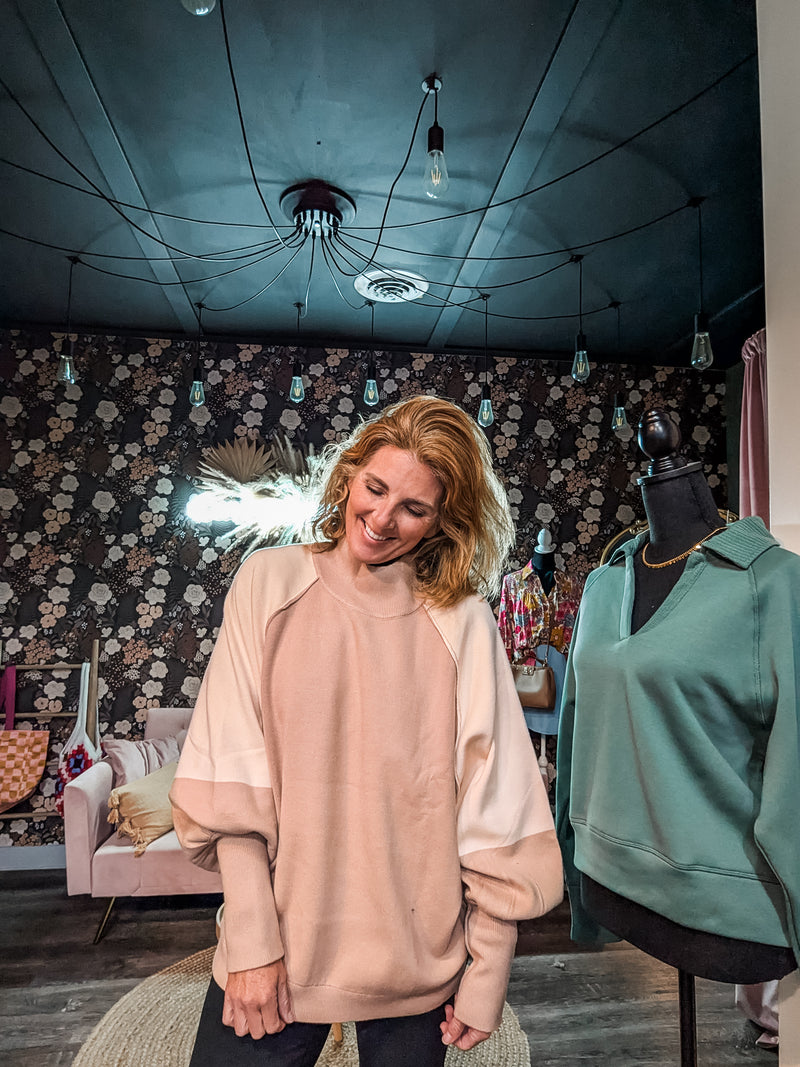 Mock Neck Raglan Sleeve Sweater (S-M-L)