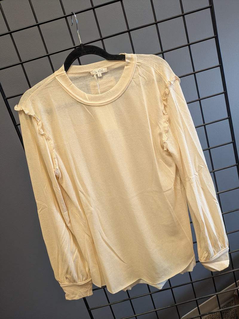 Cream Ruffle Top (S-M-L)