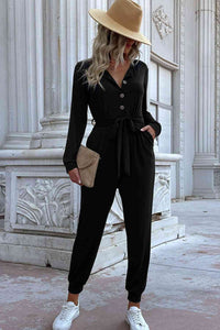 Belted Jogger Jumpsuit with Pockets