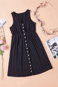 Sleeveless Button Down Mini Dress - IronFox Clothing