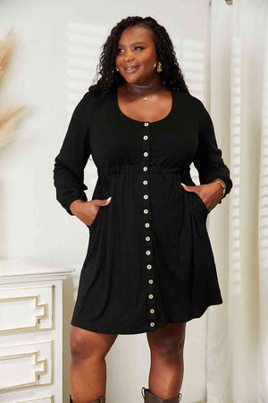 Empire Waist Long Sleeve Magic Dress (S-2X)