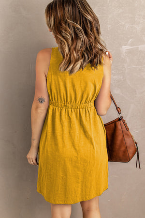 Sleeveless Button Down Mini Dress - IronFox Clothing