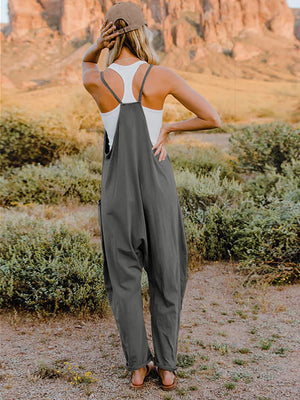 Double Take Full Size Sleeveless V-Neck Pocketed Jumpsuit (S-3X) - IronFox Clothing