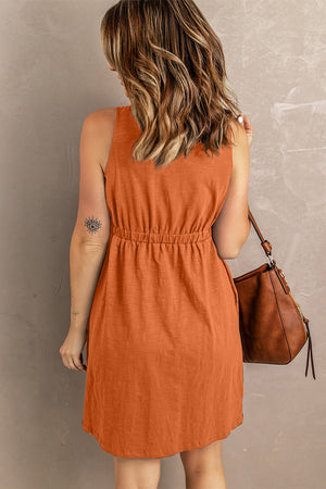 Sleeveless Button Down Mini Dress - IronFox Clothing