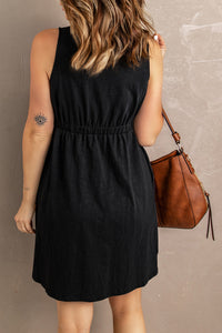 Sleeveless Button Down Mini Dress - IronFox Clothing