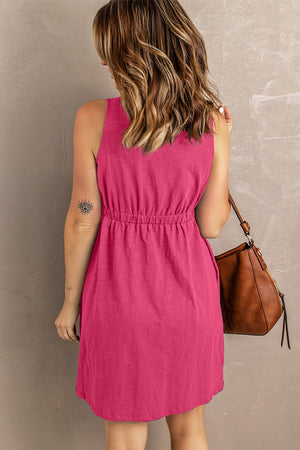 Sleeveless Button Down Mini Dress - IronFox Clothing