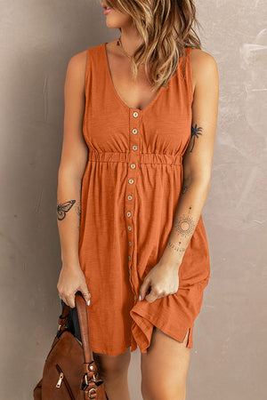 Sleeveless Button Down Mini Dress - IronFox Clothing