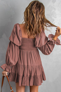 Smocked Off-Shoulder Tiered Mini Dress - IronFox Clothing