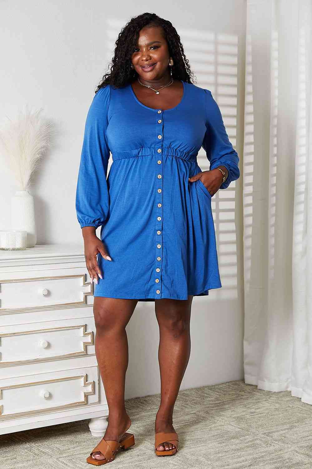 Empire Waist Long Sleeve Magic Dress (S-2X)