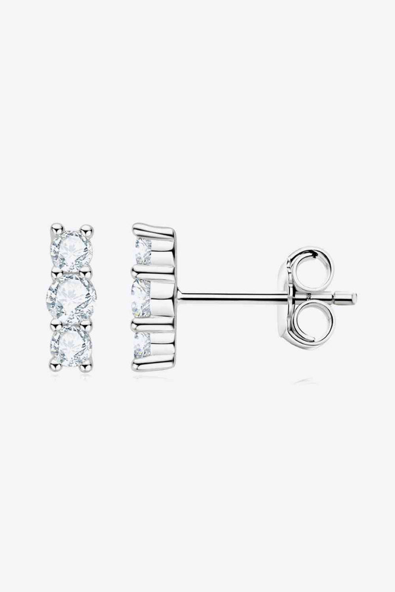 Heartbeat Rhythm 925 Sterling Silver Moissanite Stud Earrings