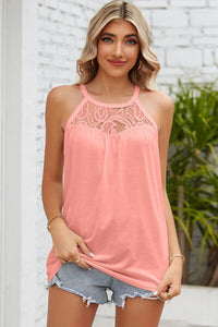 Lace Detail Round Neck Sleeveless Top
