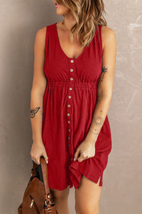 Sleeveless Button Down Mini Dress - IronFox Clothing