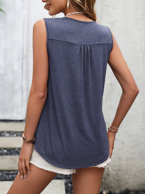 Lace Contrast Scoop Neck Tank - IronFox Clothing