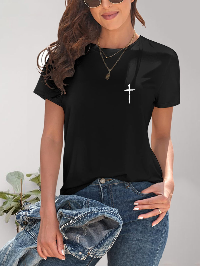 Cross Graphic Round Neck T-Shirt