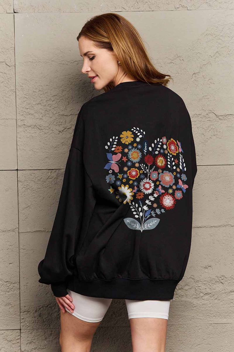 Simply Love Full Size Flower Graphic Sweatshirt