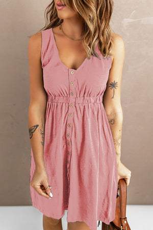 Sleeveless Button Down Mini Dress - IronFox Clothing